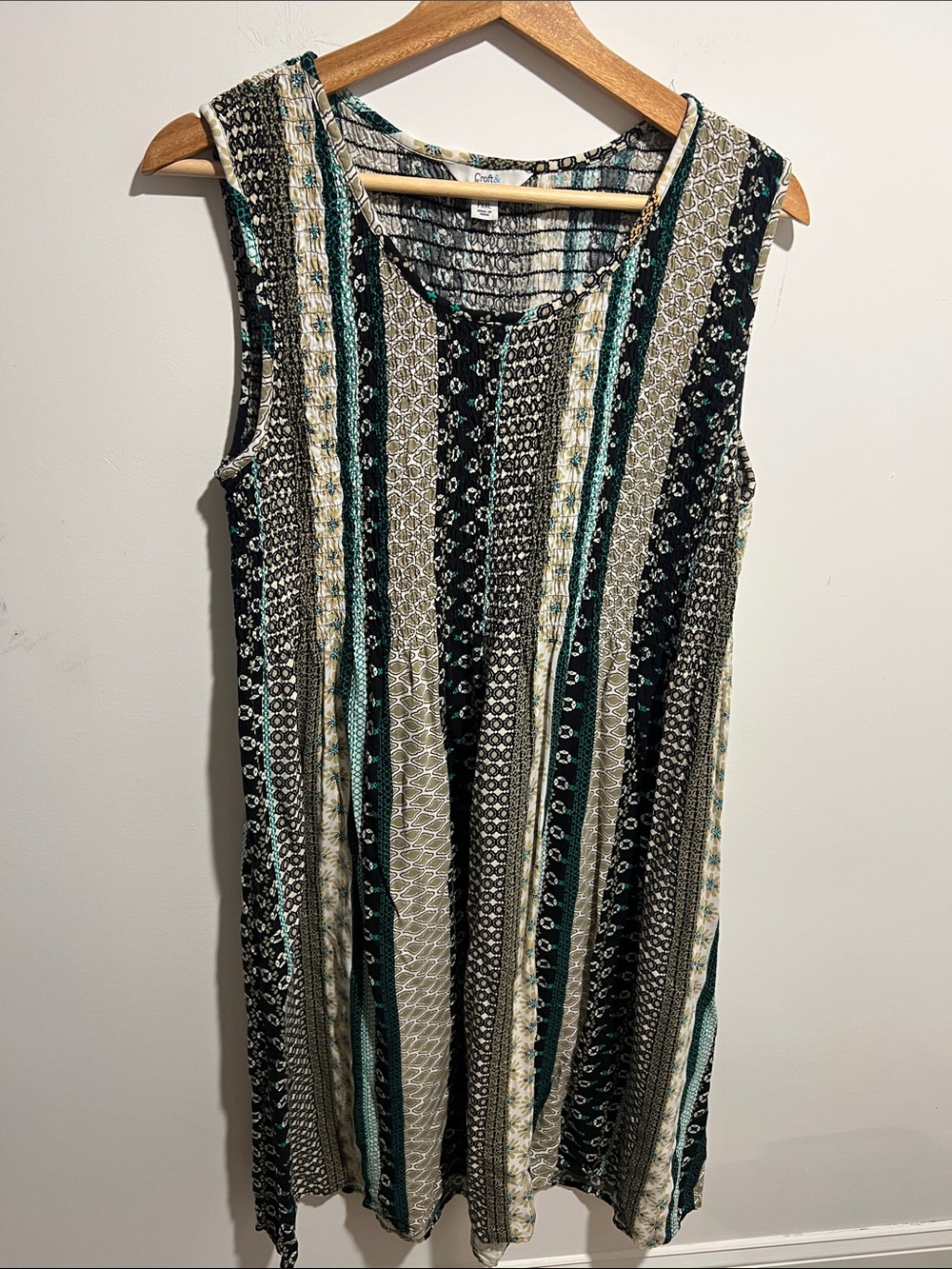 croft & barrow Sleeveless Smocked-too Striped Midi Dress Size Petite XXL
